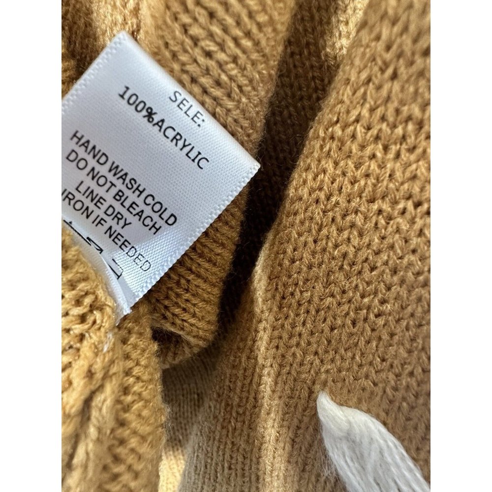 Altar’d State Brown Tan Crop Sweater Floral Long Sleeves Knit Women's M - Picture 3 of 6